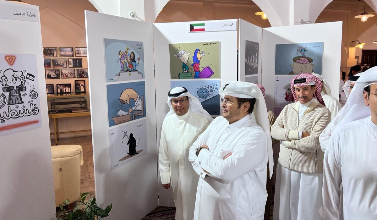 Qatar-Kuwait Caricature Exhibition Opened at Al Jasrah Club